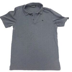 Travis Mathew Polo Shirt Mens Medium Gray Embroidered Logo Golf Short Sleeve